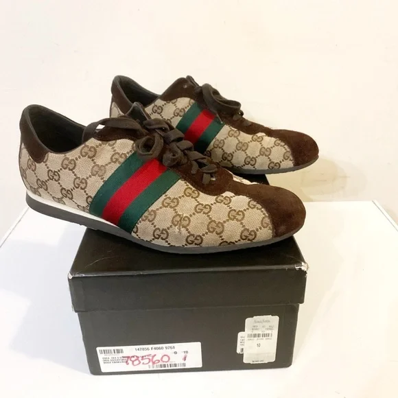 Gucci | Shoes | Gucci Brownbeige Suede And Gg Canvas Men